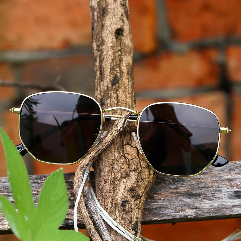 Hexagonal Frame Metal Round Style Polarized Sunglasses