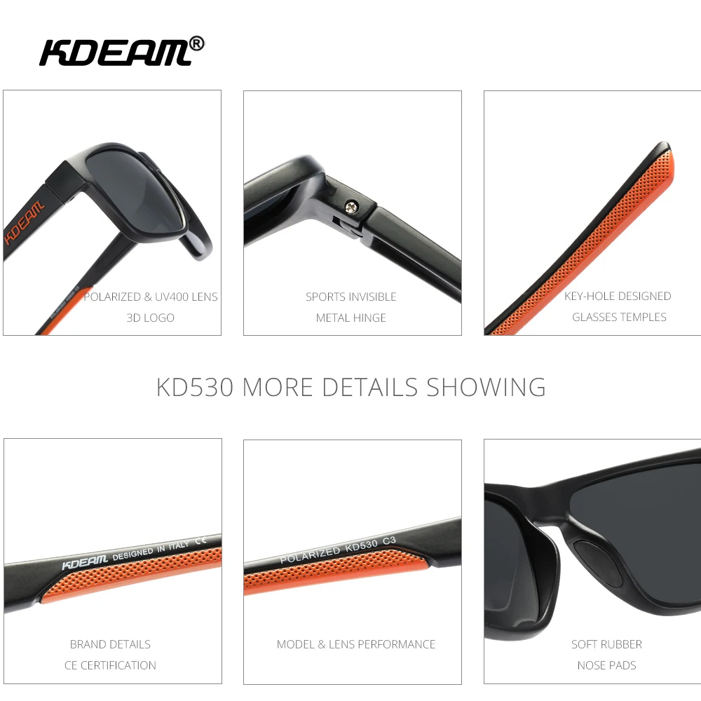 Square Outdoor Photochromic Sunglasses with Non-Slip Nose Pad