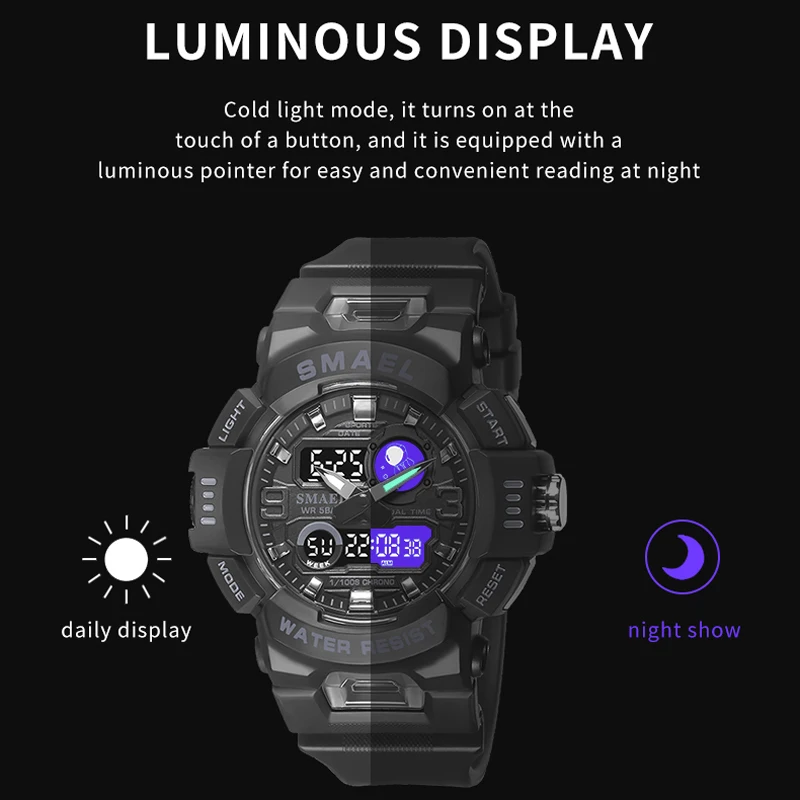 Sports Dual Display Watch for Men Led Digital Quartz