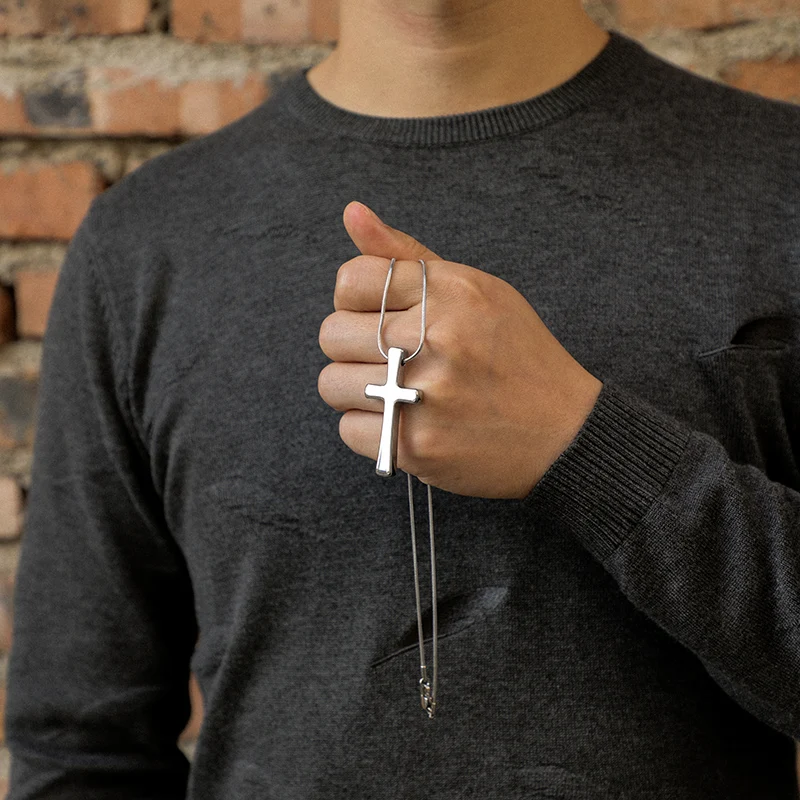 Cross Pendant Polished Scratch Proof Tungsten Steel