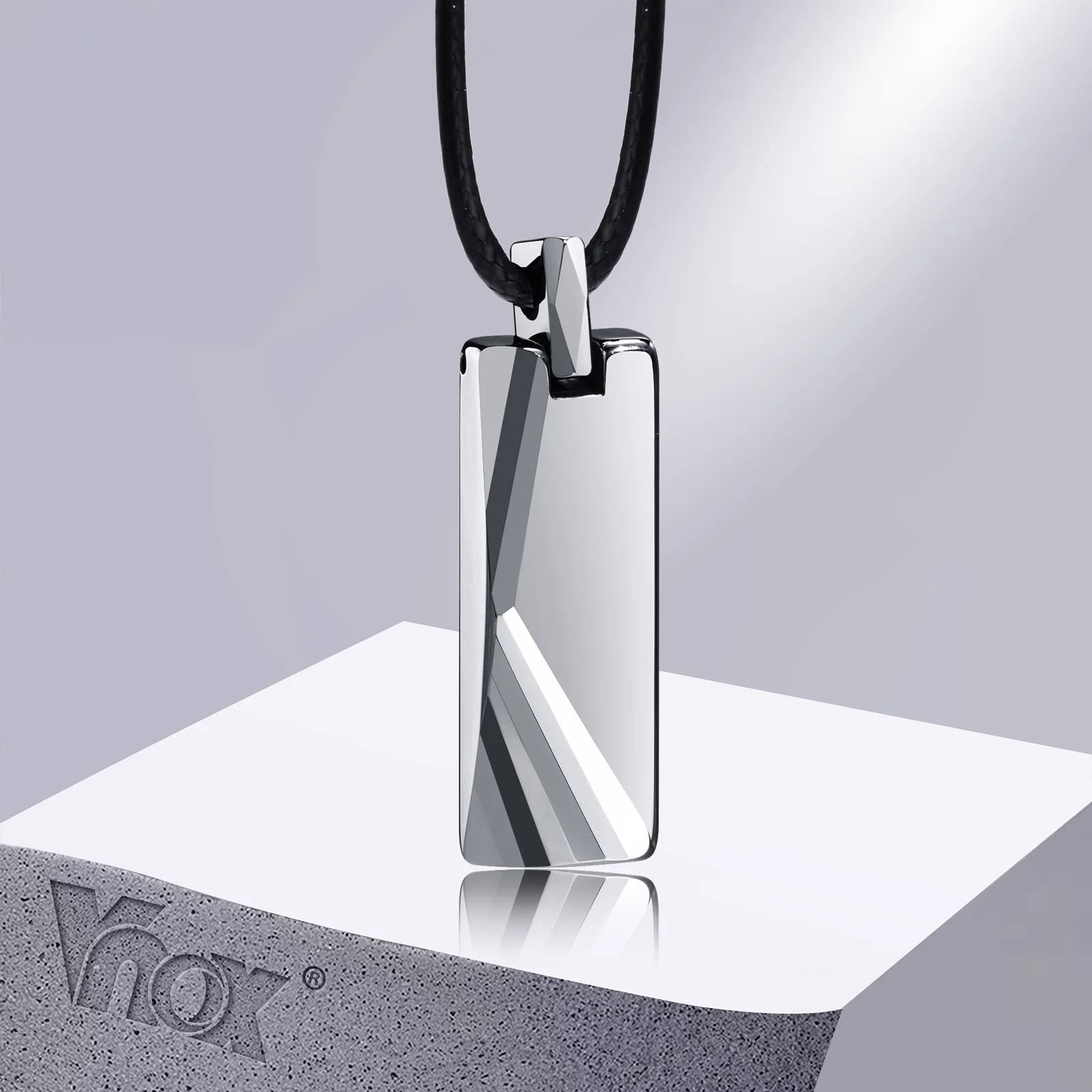 Vertical Bar Pendant Necklace for Men Tungsten Steel