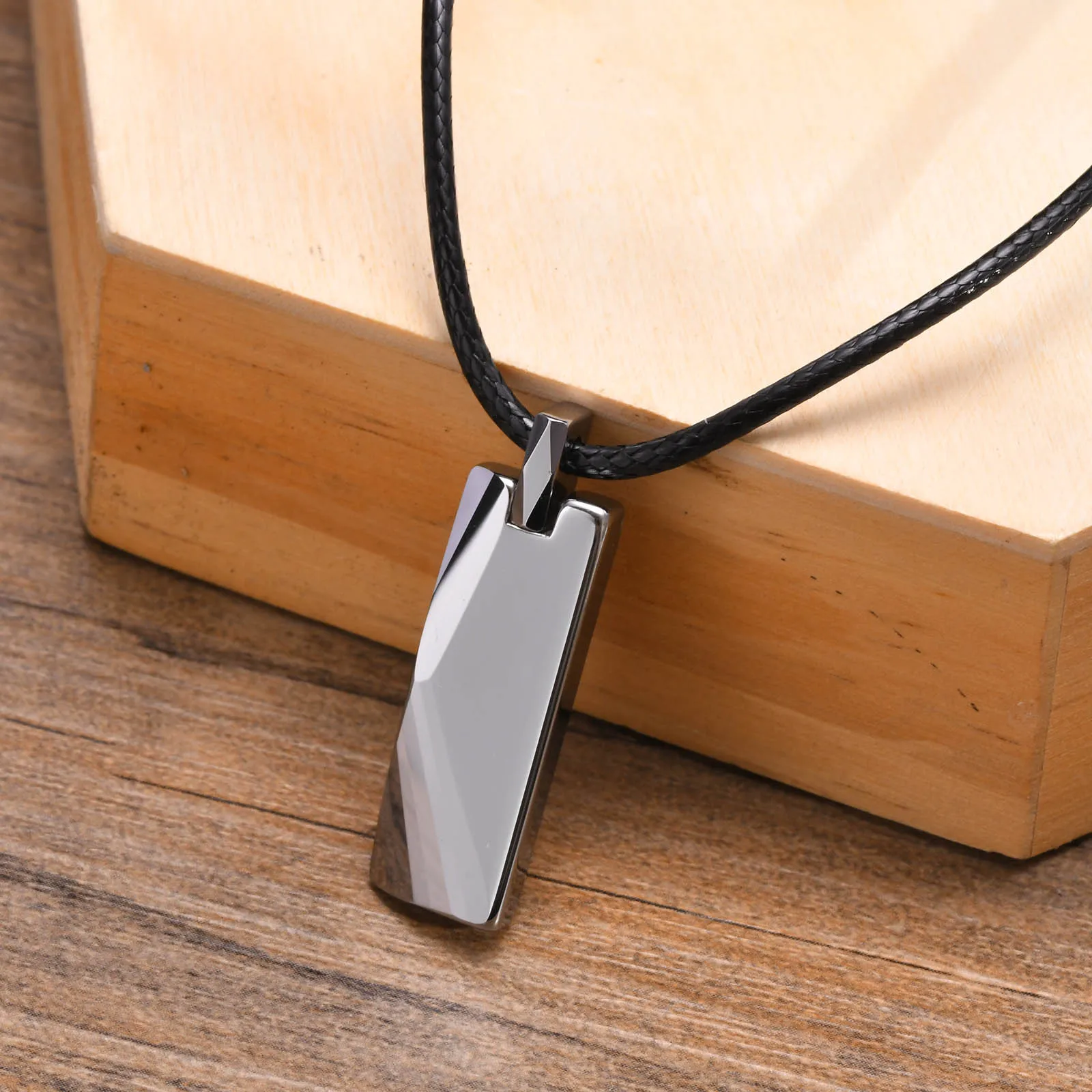 Vertical Bar Pendant Necklace for Men Tungsten Steel