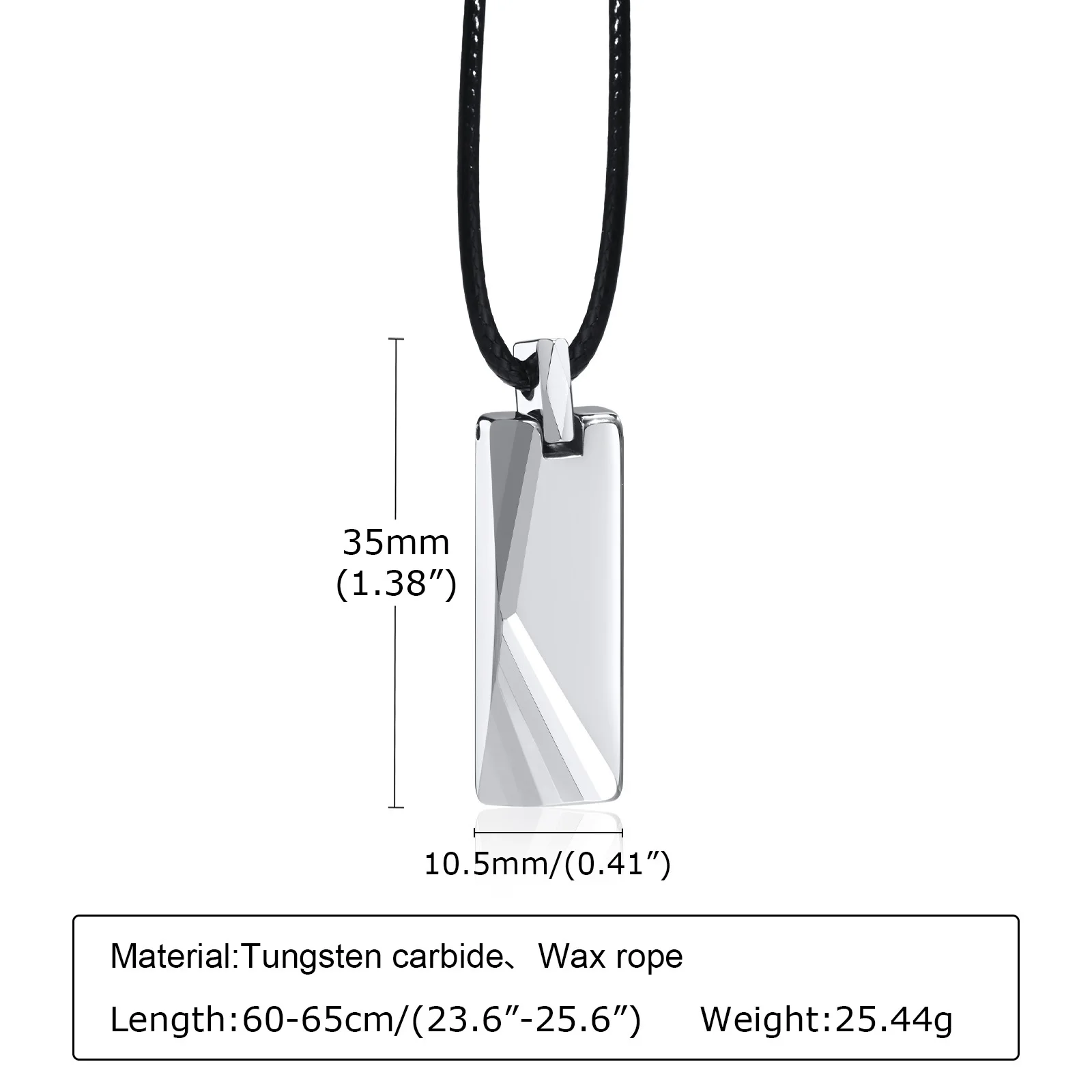 Vertical Bar Pendant Necklace for Men Tungsten Steel