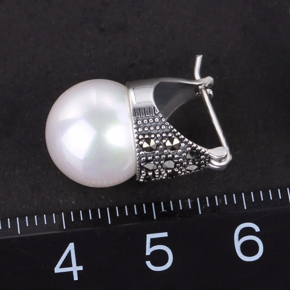 925 Silver MOP Earrings Natural Vintage Fine Jewelry for Women