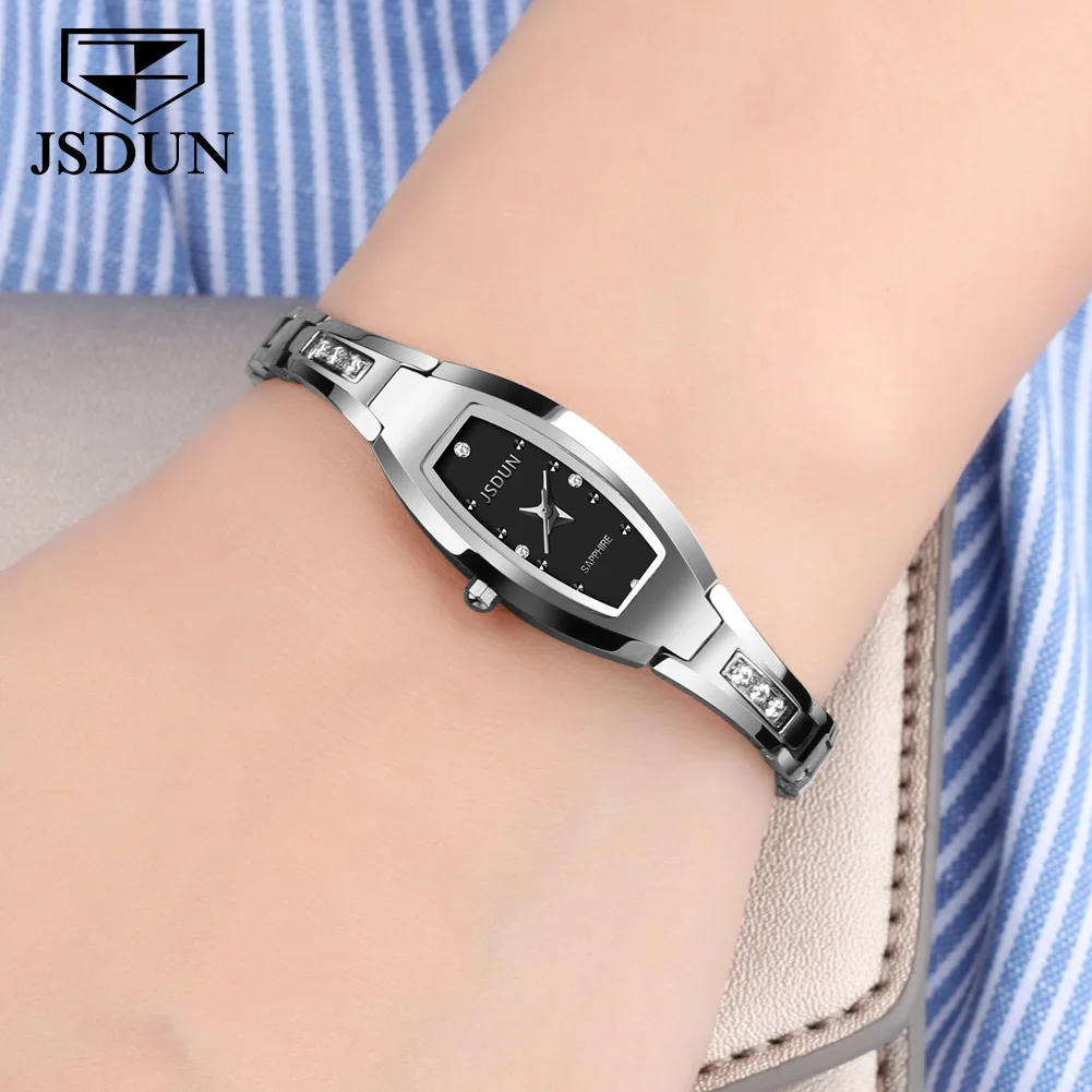 JSDUN Women's Luxury Quartz Watch Elegant Diamond Sapphire Design