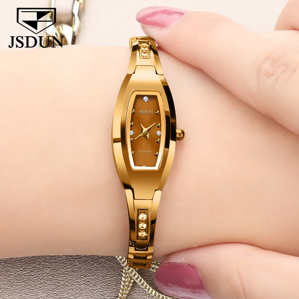 JSDUN Women's Luxury Quartz Watch Elegant Diamond Sapphire Design