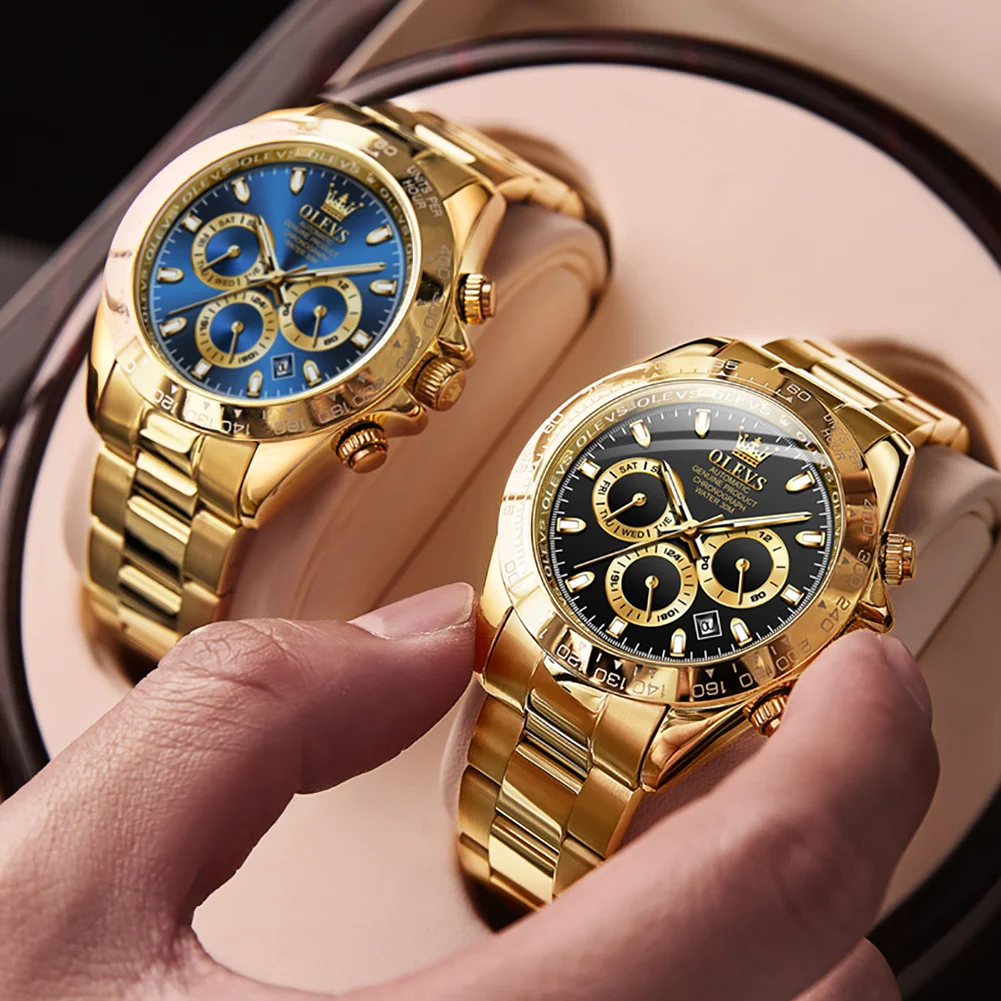 OLEVS Automatic Watch Chronograph Week Calendar