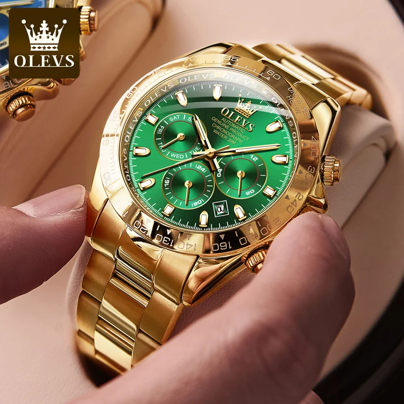OLEVS Automatic Watch Chronograph Week Calendar