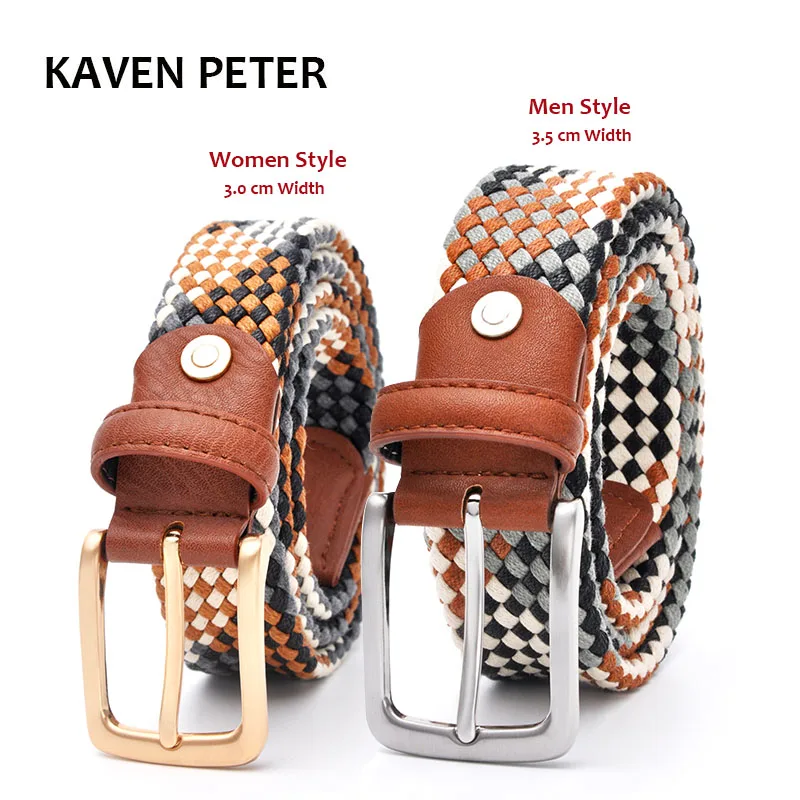 Lovers Braided Cotton Belt with Gold Buckle 3cm Width No Holes Strong Knitted
