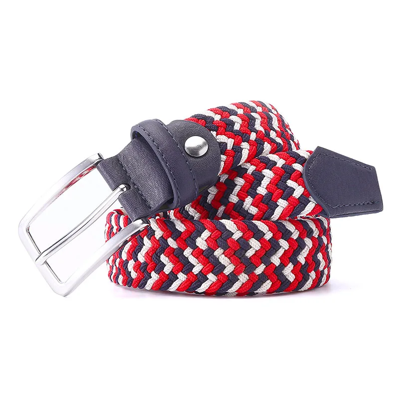 High Quality Braided Woven Elastic Stretch Belt for Men Covered Buckle 1-3/8