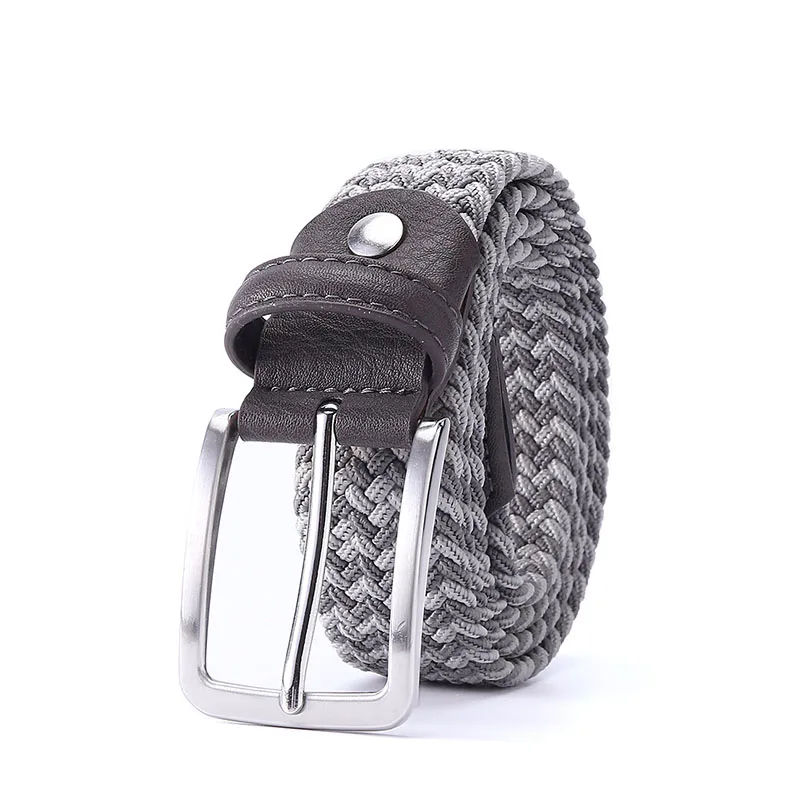 High Quality Braided Woven Elastic Stretch Belt for Men Covered Buckle 1-3/8