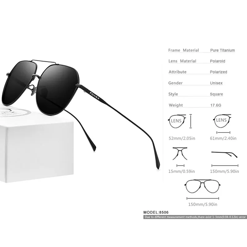 Pure Titanium Polarized Sunglasses for Men UV400