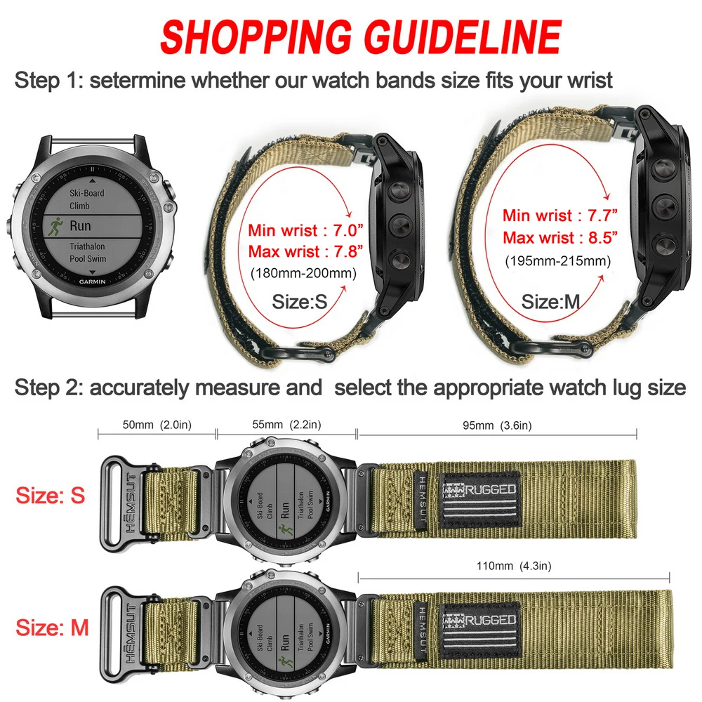 Durable Nylon Military Band for Garmin Watches