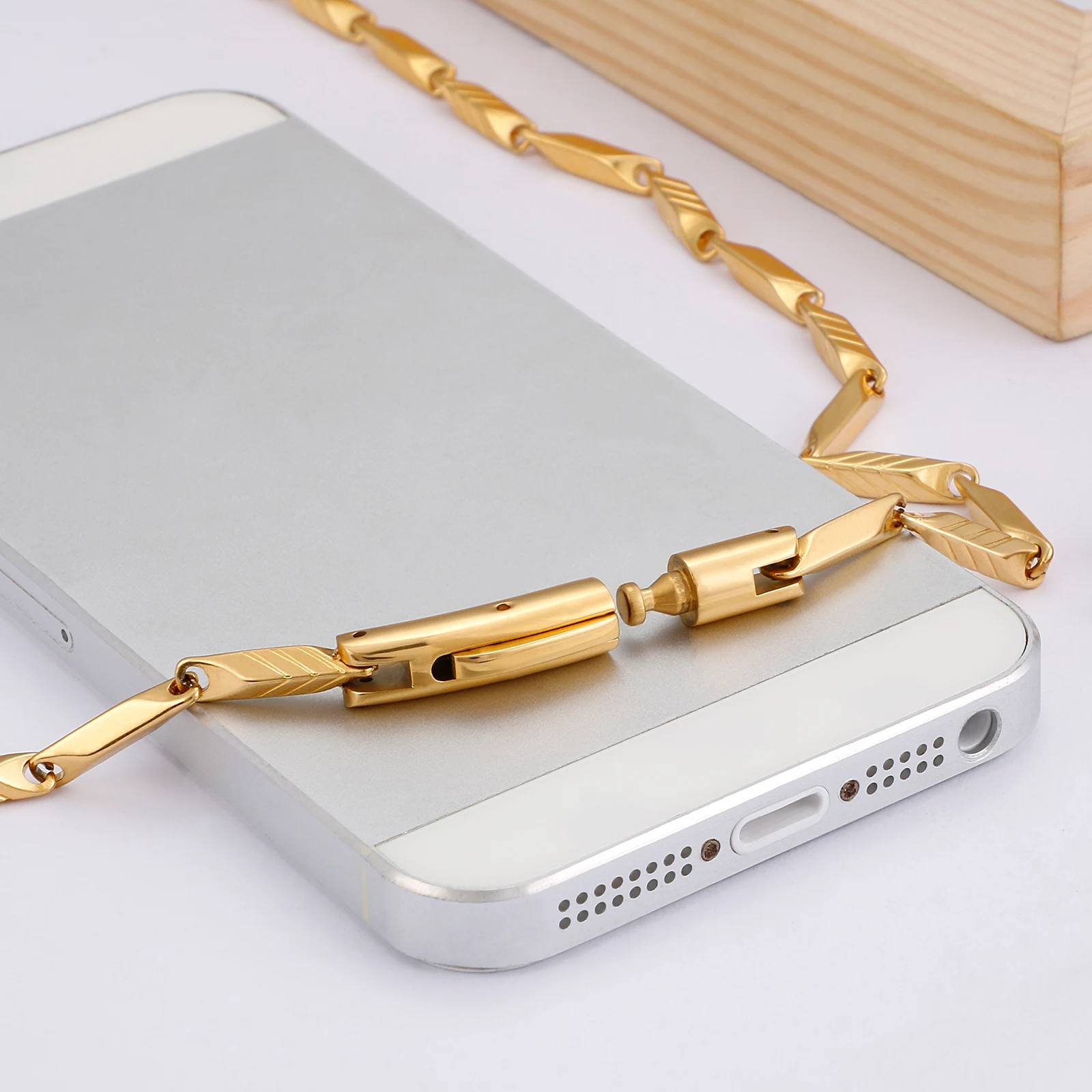 4mm Gold Slub Chain Necklace for Men Stainless Steel