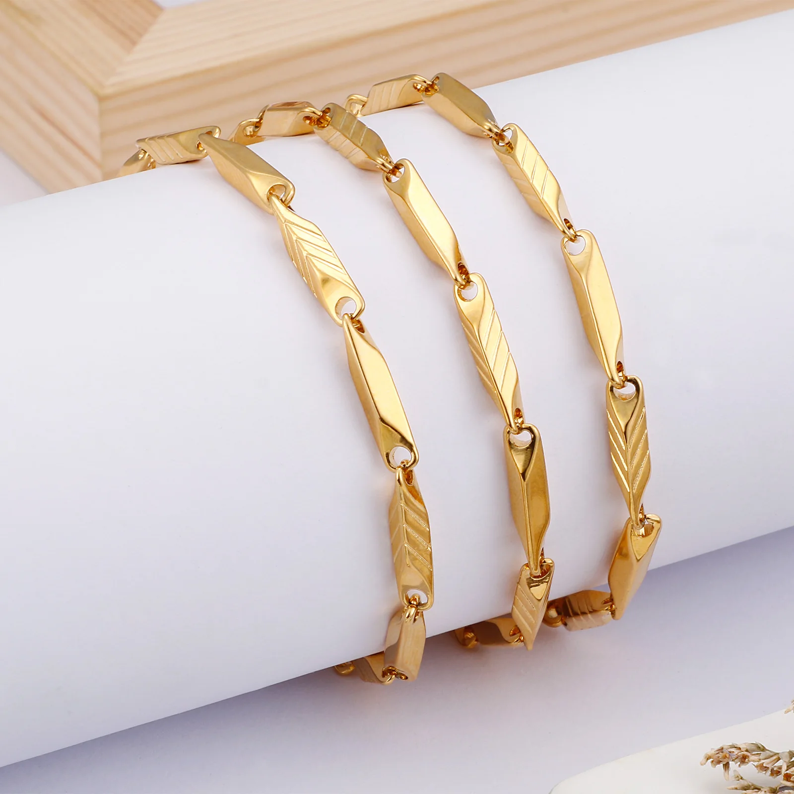 4mm Gold Slub Chain Necklace for Men Stainless Steel