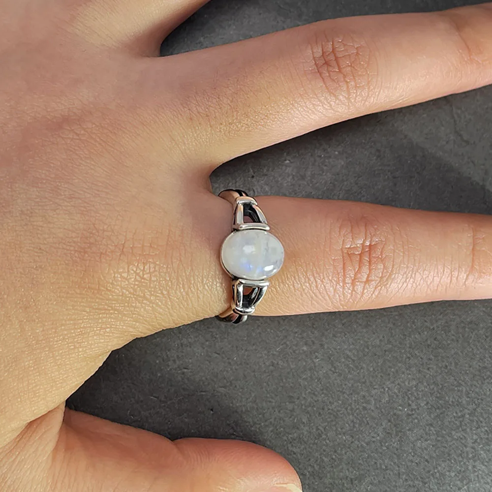 925 Sterling Silver Bella Ring with Natural Moonstone