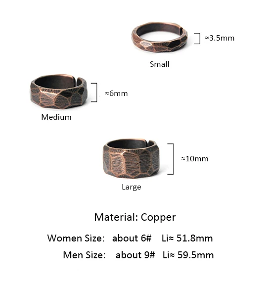 Handcrafted Solid Pure Copper Ring Adjustable