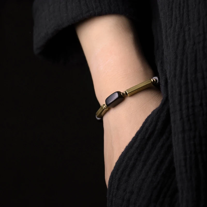 Ebony Copper Beaded Bracelet for Men Women