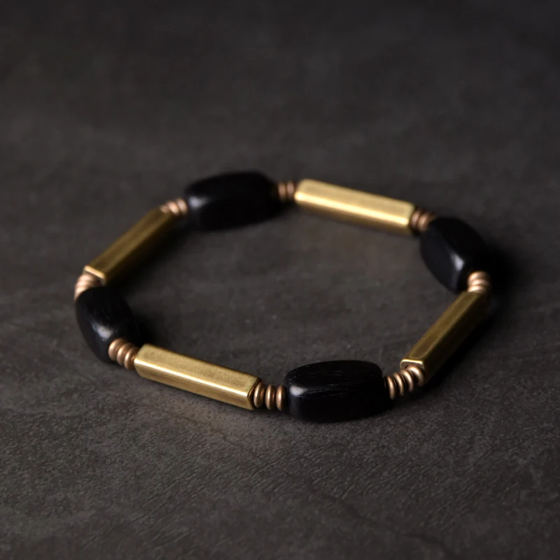 Ebony Copper Beaded Bracelet for Men Women