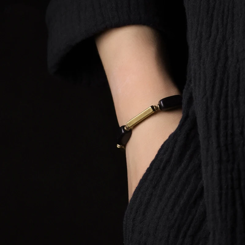 Ebony Copper Beaded Bracelet for Men Women