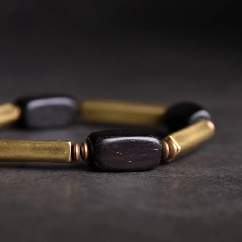 Ebony Copper Beaded Bracelet for Men Women