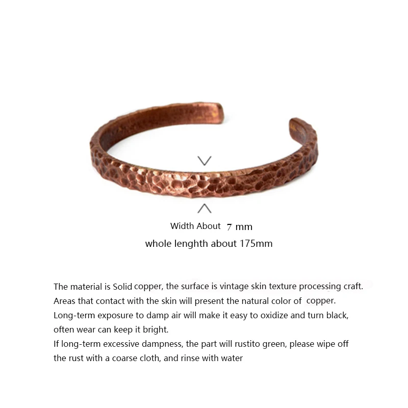 Handmade Hammered Solid Copper Metal Bracelet