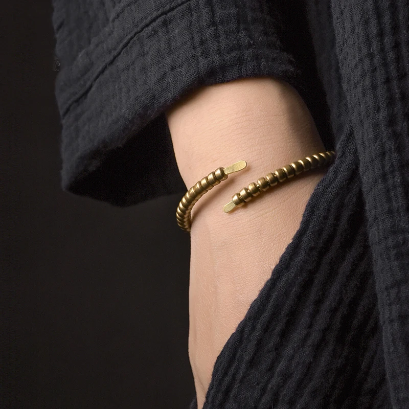 Handmade Dragon Brass Open Bangle Bracelet