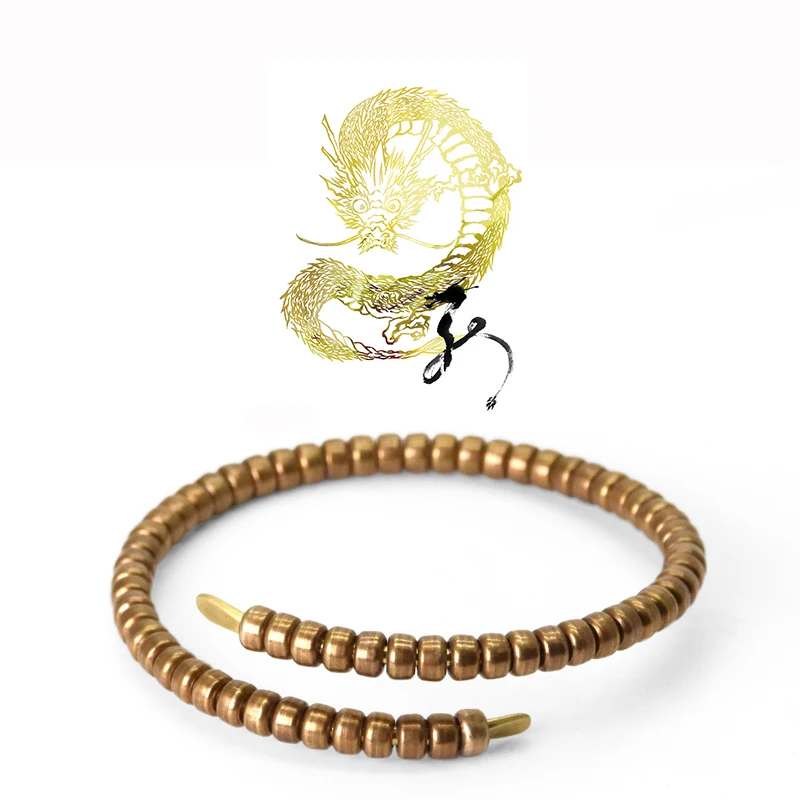 Handmade Dragon Brass Open Bangle Bracelet