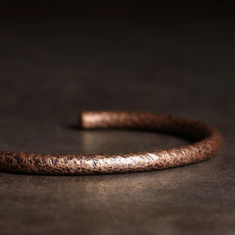 Unique Handmade Oxidized Copper Cuff Bracelet