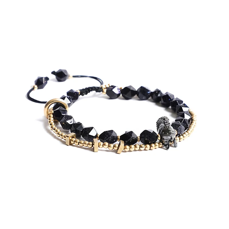 Spartan Warrior Bracelet with Golden Obsidian Stone