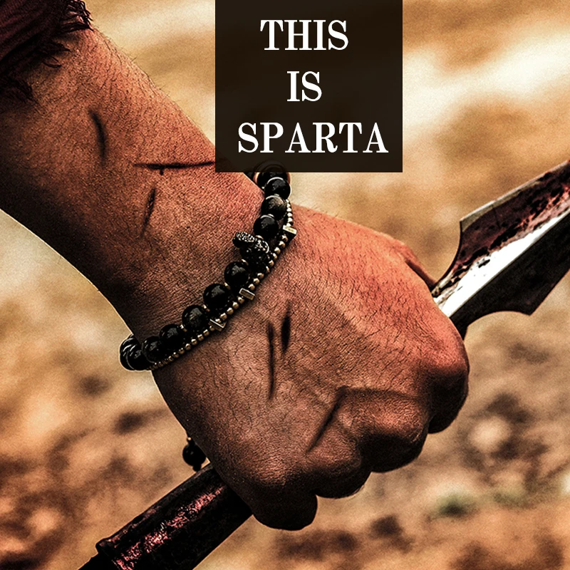 Spartan Warrior Bracelet with Golden Obsidian Stone