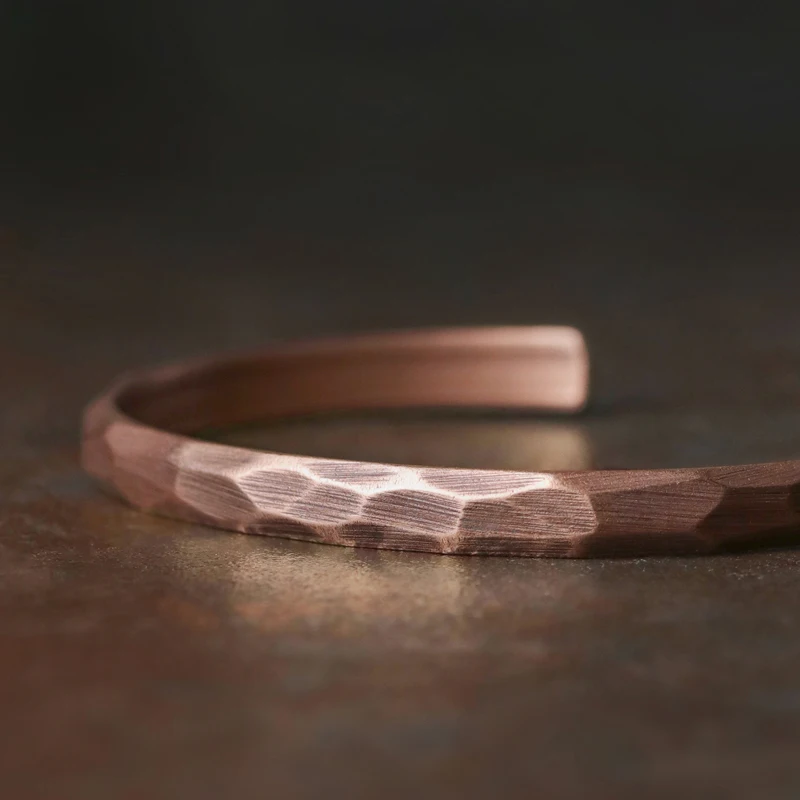 Copper Bracelet Handmade Rustic Forged Cuff