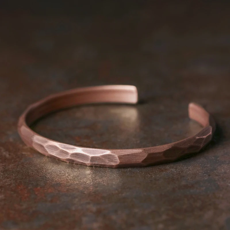 Copper Bracelet Handmade Rustic Forged Cuff