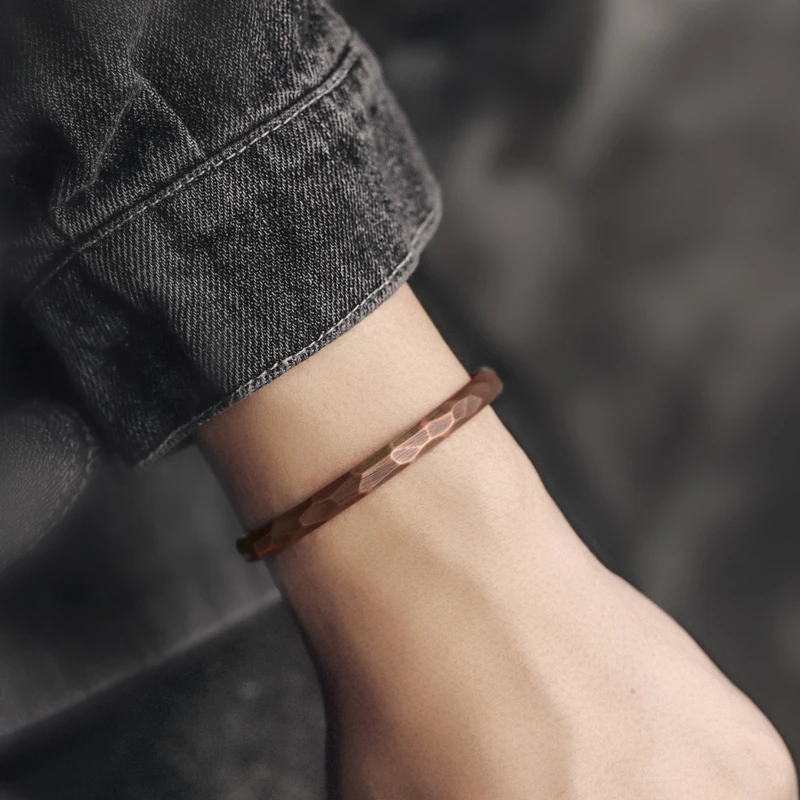 Copper Bracelet Handmade Rustic Forged Cuff
