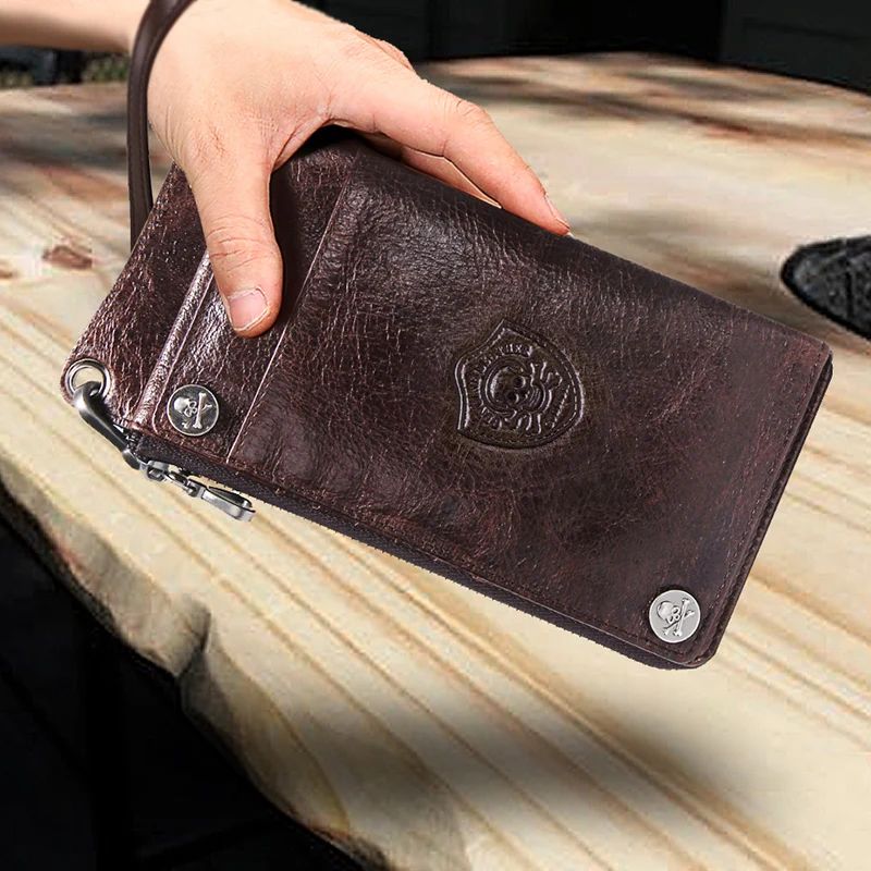 Genuine Leather Clutch Purse with Phone Pocket