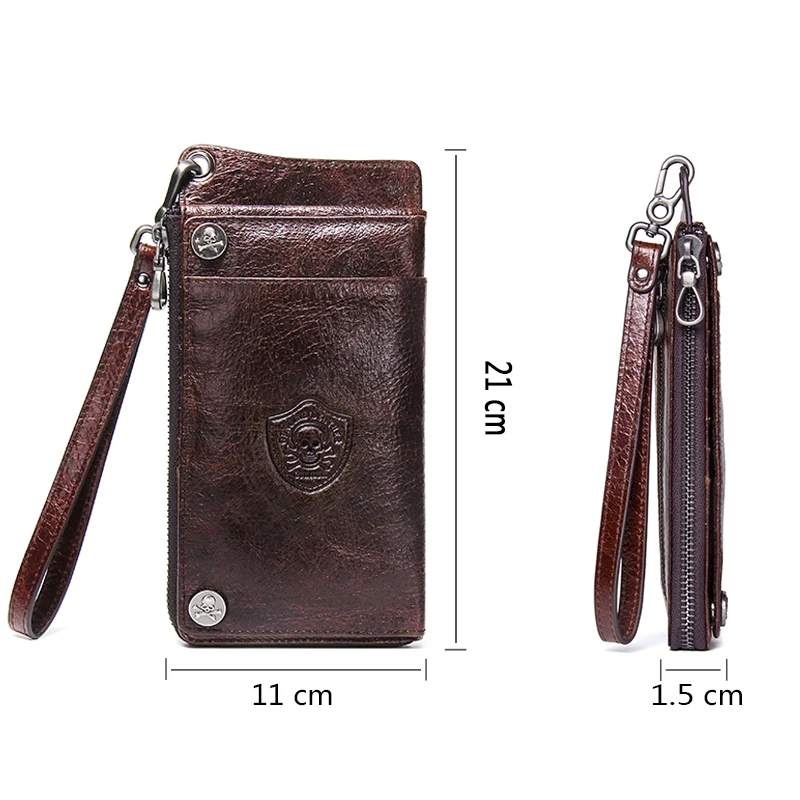 Genuine Leather Clutch Purse with Phone Pocket