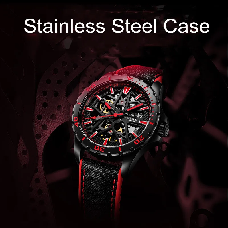 Seagull Men Skeleton Automatic Mechanical Watch