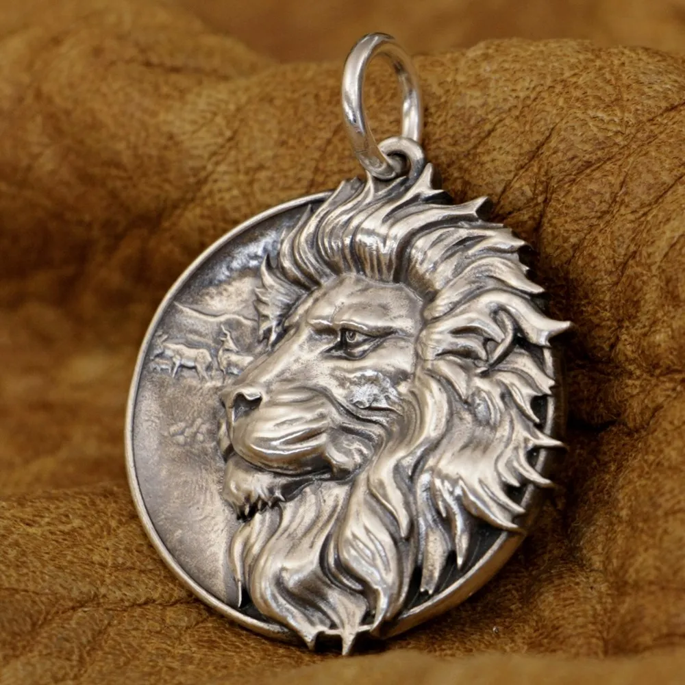 Handmade Sterling Silver Lion Pendant for Men