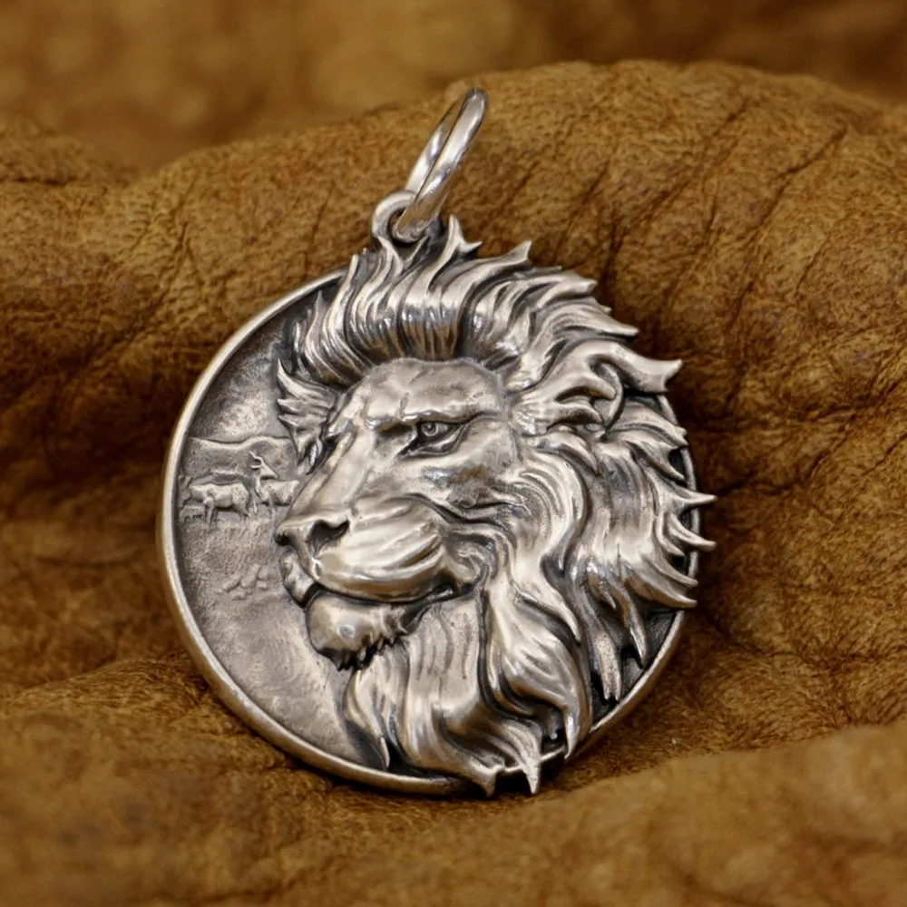 Handmade Sterling Silver Lion Pendant for Men