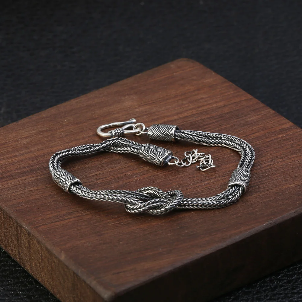 Viking Braided Knot Handmade 925 Sterling Silver Bracelet