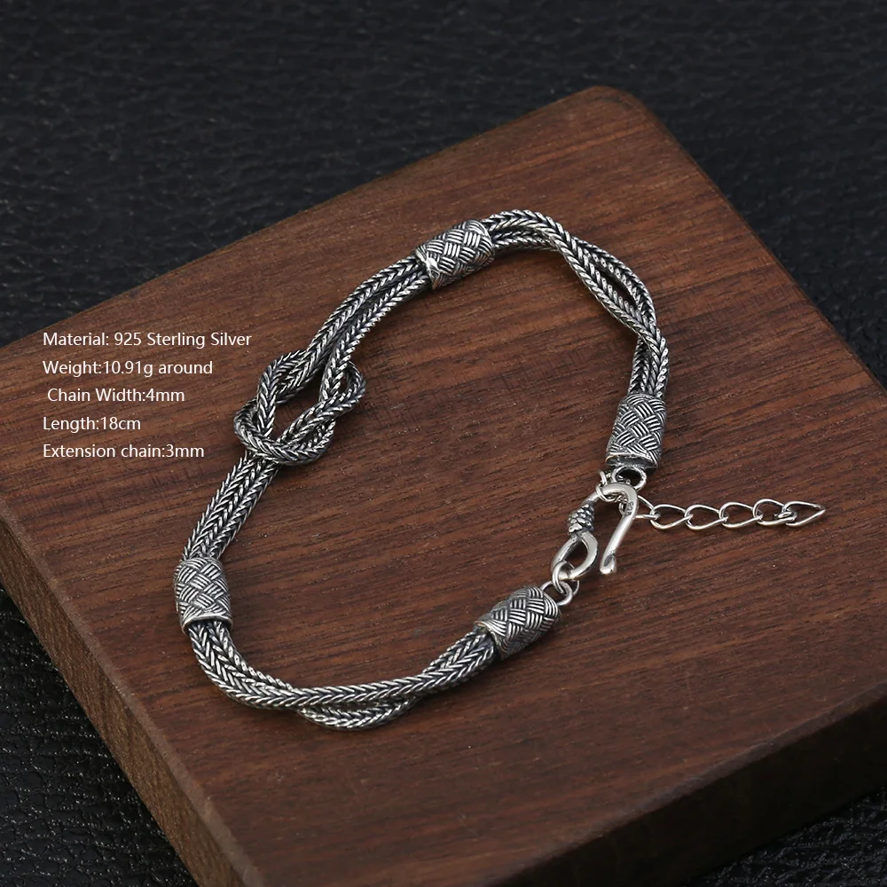 Viking Braided Knot Handmade 925 Sterling Silver Bracelet