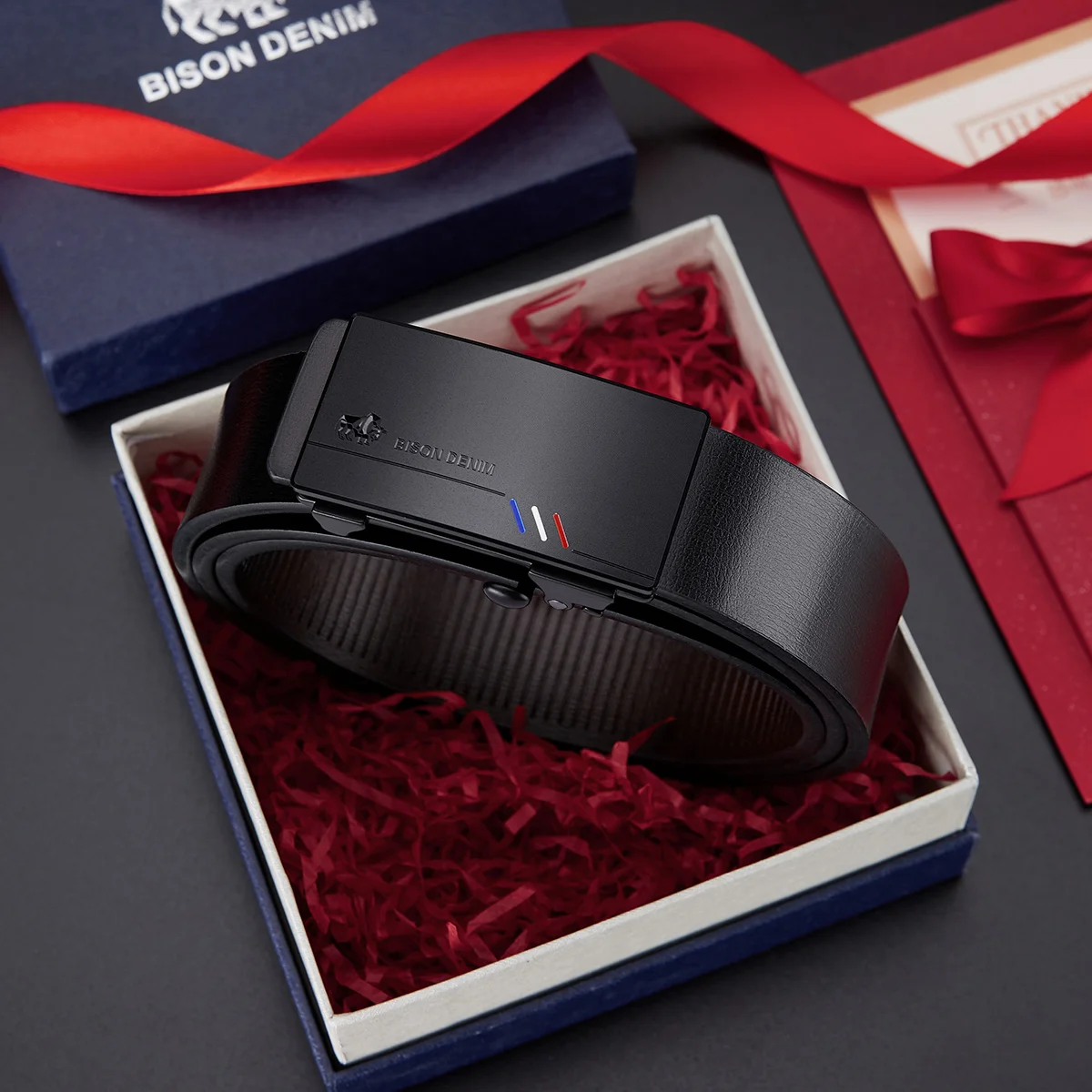 BISONDENIM Automatic Buckle Belt for Jeans and Pants