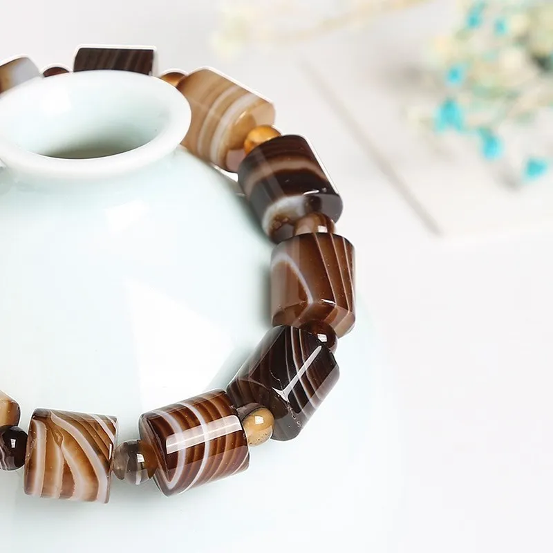 Handcrafted Men's Bracelets with Natural Agate Stones