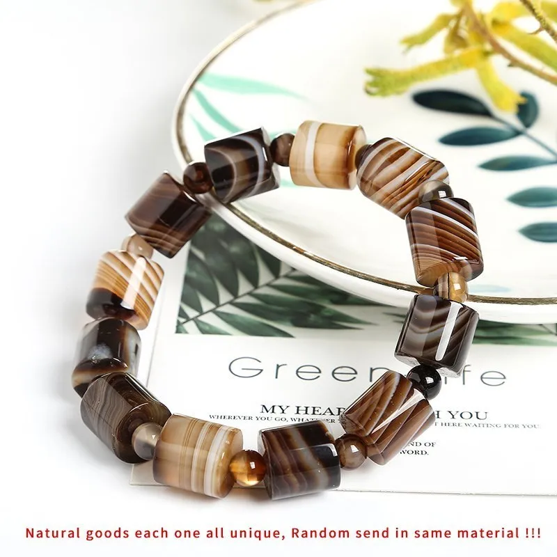 Handcrafted Men's Bracelets with Natural Agate Stones
