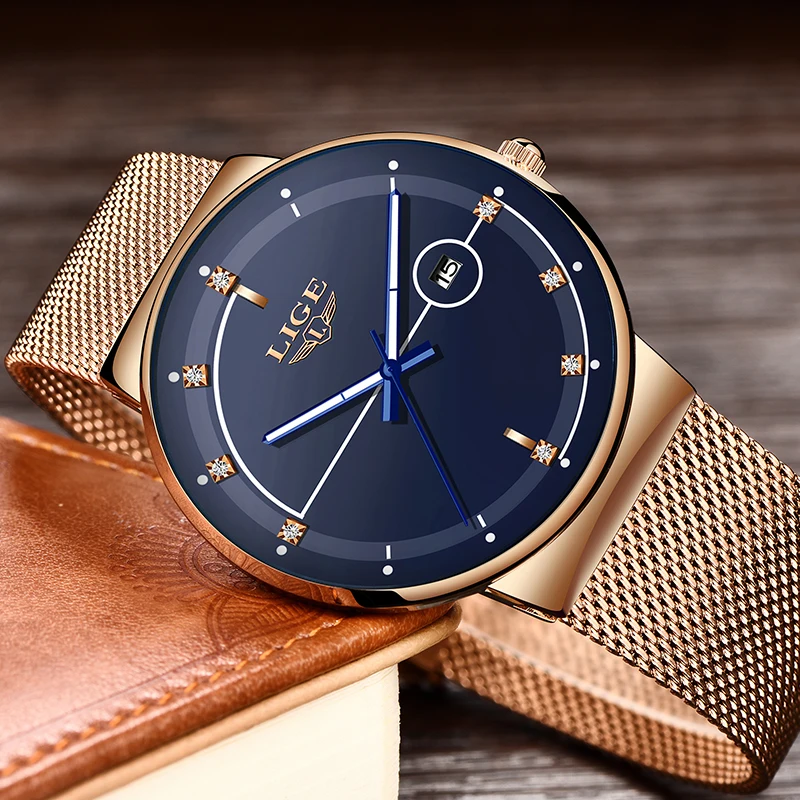 LIGE Fashion Men's Ultra-Thin Quartz Watch