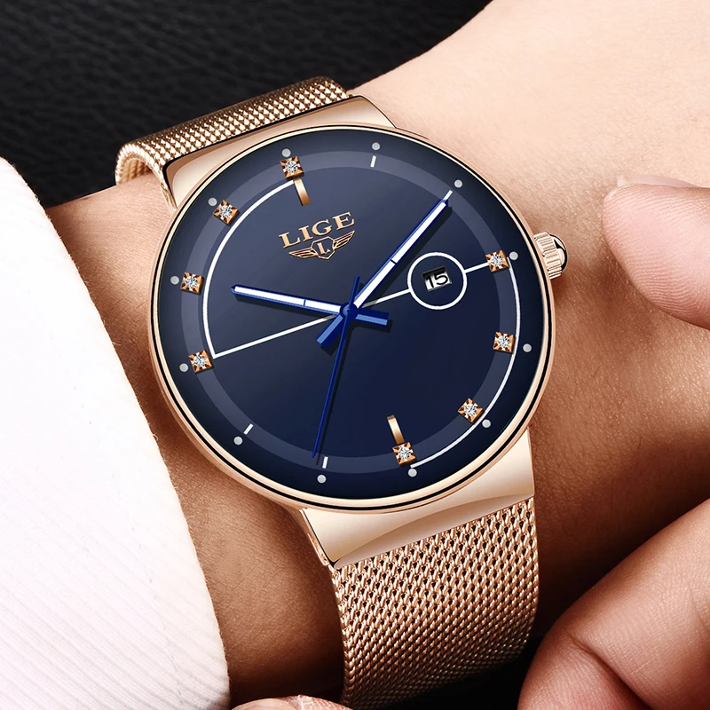 LIGE Fashion Men's Ultra-Thin Quartz Watch