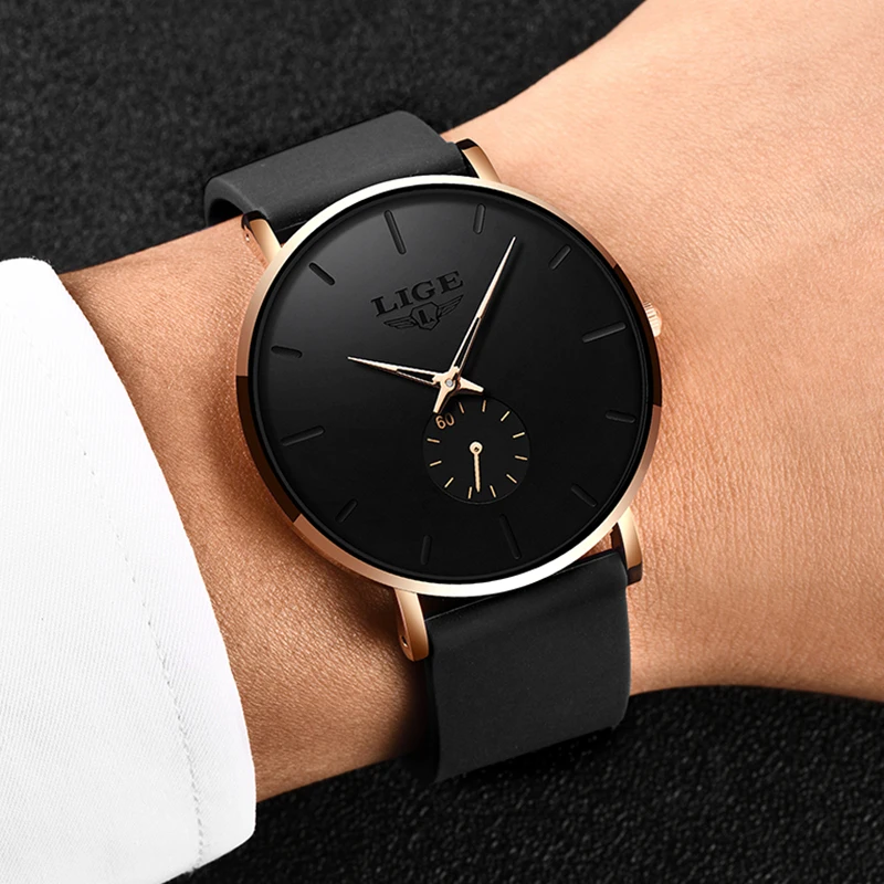 Simple Ultra-Thin LIGE Men's Quartz Watch