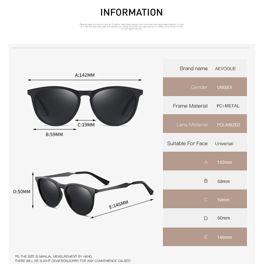 AEVOGUE New Women Polarized Korean Fashion Sunglasses