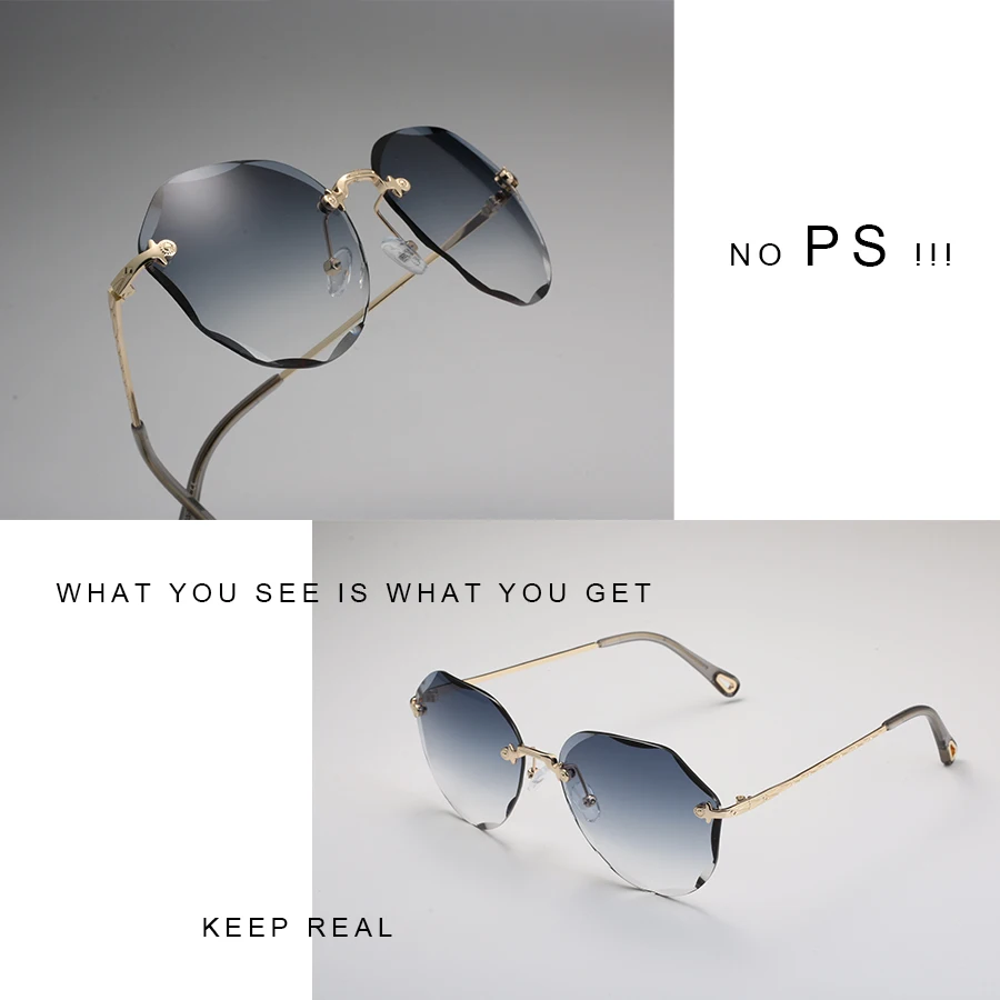 Rimless Sunglasses with Diamond Cut Lenses