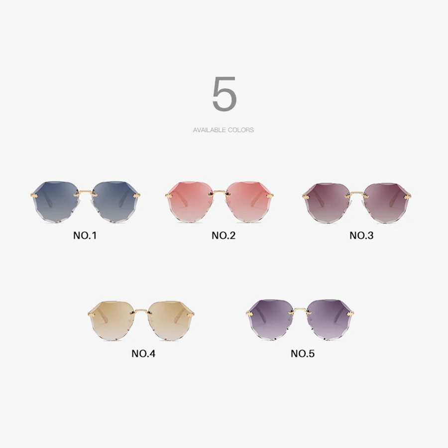 Rimless Sunglasses with Diamond Cut Lenses